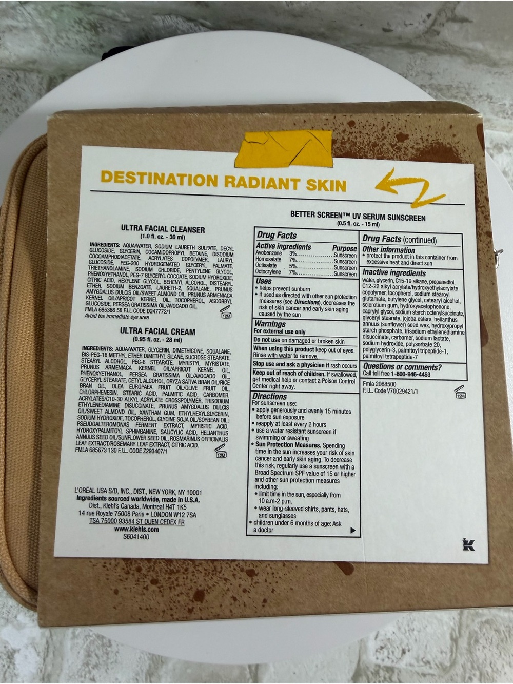 Kiehl's Destination Radiant Skin 3 Piece Travel Set with Kiel’s Travel Bag NWT - Picture 3 of 5